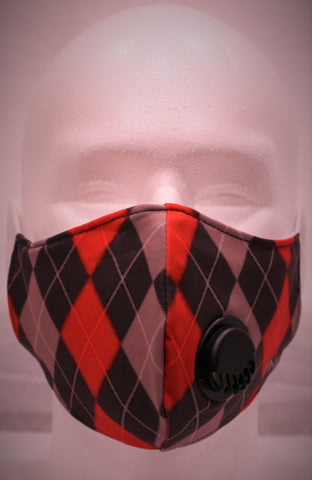 DKHS Brown and Red Argyle Face Mask